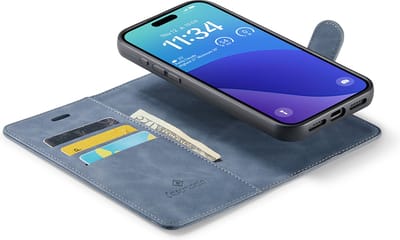 CaseMania Bookcase hoesje geschikt voor iPhone 16 Pro - Effen Grijs - Kunstleer - 2-in-1 Magnetisch Uitneembaar Design
