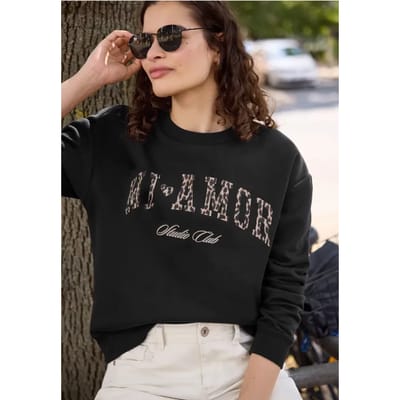 Sweatshirt met ronde hals in Loose Fit-pasvorm