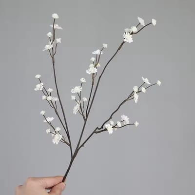 Bloesemtak gipskruid - wit - zijden bloemen - 3 stelen - onderhoudsvrij - 56 cm - kunstbloemen