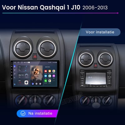 JUNSUN Android 15 Auto Radio Geschikt voor Nissan Qashqai 1 J10 (2006-2013) | 4GB + 64GB | WiFi | Draadloos CarPlay | Octa Core
