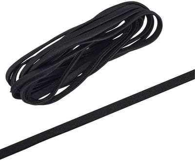 Dailygoods- Stropdas Dames 180 cm - Zwart Veterlint - Trouwjurk Koord - Rits Vervanging - Bruiloft Prom Jurken - Polyester 6 mm breed - Corsetkoord