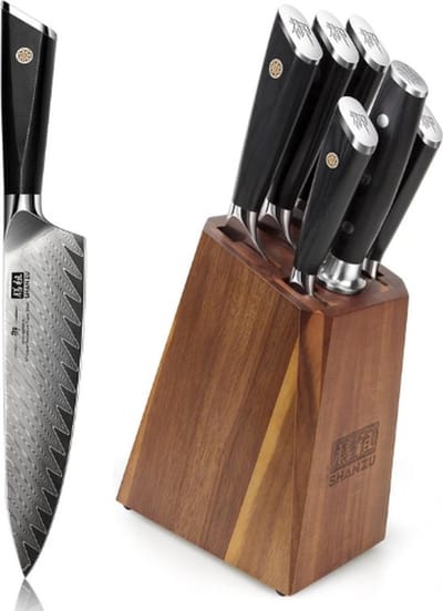 Thuys – Japanse Messenset – Messenblok met Messen – 7 Delig – Shinrai – Keukenmessen – Zelfslijpend – Ergonomische Handgreep – Stijlvol