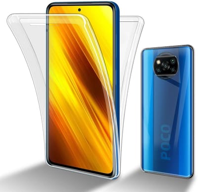 Cadorabo Hoesje geschikt voor Xiaomi POCO X3 NFC in TRANSPARANT - 360° Full Body Case Cover Beschermhoes Voor- en achterbescherming, all-round bescherming met displaybescherming