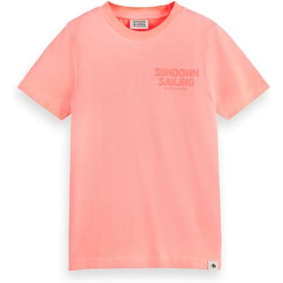 Scotch & Soda Garment-dyed Artwork T-shirt Neon Coral Taglia: 16 | T-shirt Outlet | kids | Arancia