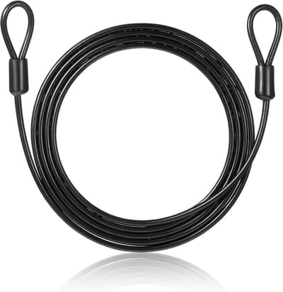 Thijox - Luskabel Staalkabel met Ogen 2m x 4mm Zwart - Draadkabel met Ommanteling - Veiligheidskabel voor Fietsslot en Fietsaanhangers