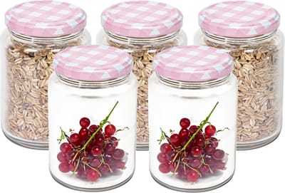 Hega Hogar Weckpot/voorraadpot Classico - 5x - 500 ml - kunststof - roze - D7 x H11 cm