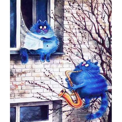 Borduurpakket DIY diamant borduurwerk blauwe kat Diamond schilderij mozaïek Home Decor 20X30CM gray