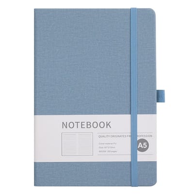 Notebook - notebook a5 - note book- A5 Gelinieerd Studiedagboek - 200 Pagina's (Blauw) - Gemakkelijk te beschrijven - Inktbestendig papier - Comfortabel schrijven - 180 graden spreiding - Netjes gestikt (14,7 x 21,2 cm-Twee)