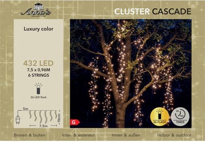 Anna's Collection Cascade clusterverlichting - 432 led lampjes - extra warm wit - 750 cm