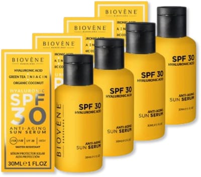 Biovene HYALURONIC Anti-Aging Sun Serum - zonnebrand anti verouderend - water resistant - SPF30 - 30ml 4 pak Voordeel