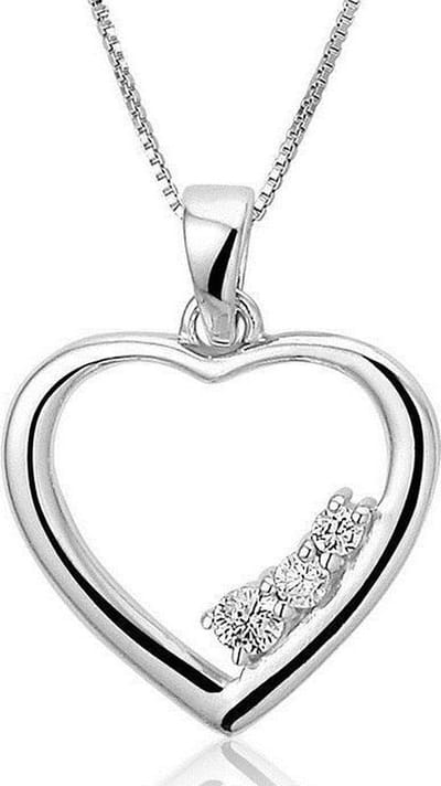Montebello Ketting Laurus - 925 Zilver Gerhodineerd - Hart - ∅15mm - 45cm