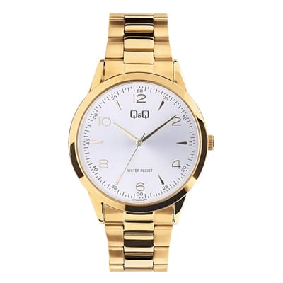 Q & Q Heren Q&Q goudkleurig stalen herenhorloge C10A-044PY - Horloge - Staal - Goudkleurig - 40.20 mm