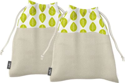 Bee's Wax - Eco Friendly Vershoudzak Klein Set van 2 Stuks Leaves - Biologisch Katoen - Multicolor