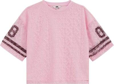 WE Fashion Meisjes oversized jersey T-shirt van kant
