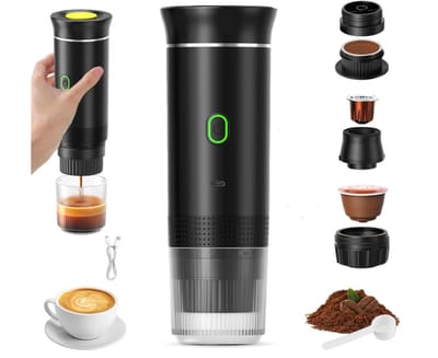 Draagbaar Koffiezetapparaat - Zwart - Snelle Verwarming - 3-in-1 Functionaliteit - Voor Thuis, Kantoor en Camping
