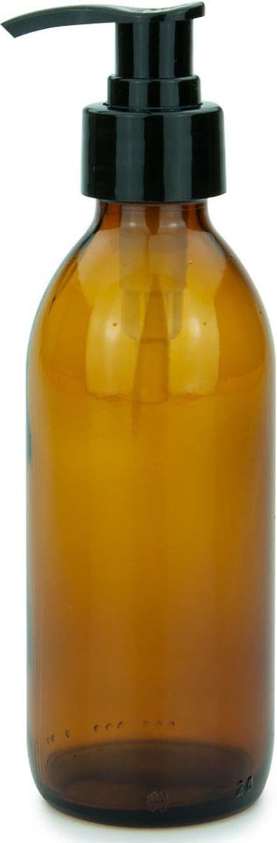 Pompflesje 200ml Leeg met Pomp 1st - Glas - Geschikt voor Vloeistoffen, Zepen - Navulbaar - Zeepdispenser - Glazen Pompfles