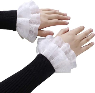 Vrouwelijke nepsleeve met schattige dubbele laag, kantontwerp en warme witte kleur voor extra comfort