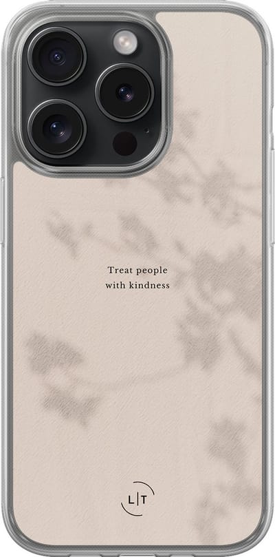 Hoesje geschikt voor iPhone 15 Pro - Be kind - 2in1 backcover - Tekst - Beige - Leuke Telefoonhoesjes