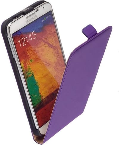 Lelycase Lederen Flip Case Hoesje Samsung Galaxy  NEO N7505 Lila