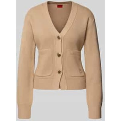 Slim fit gebreid jack van scheerwolmix, model 'SELOSINA'