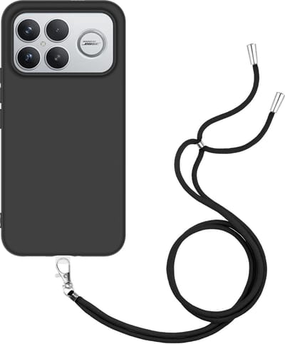 Cazy hoesje met koord geschikt voor Xiaomi Poco F8 Ultra Hoesje met Koord - Flexibele Case - Zwart
