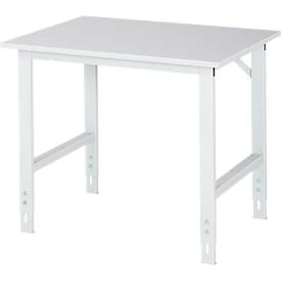 Rau ESD-werktafel Tom, handmatig in hoogte verstelbaar, 28 mm spaanplaat met melamine coating, tot 500 kg, B 1000 x D 800 x H 760-1080 mm, lichtgrijs