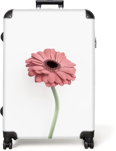 NoBoringSuitcases.com® - Koffer groot - Reiskoffer lichtgewicht - Bloemen - Roze - Natuur - Wit - Plant - Rolkoffer met 4 wielen - Grote trolley XL - 98 liter bagage