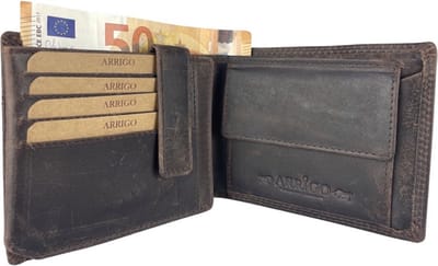 Portemonnee Heren - Donkerbruin - Leer- RFID - Anti Skim - Portefeuille Heren - Portemonnee - Pasjes - Arrigo