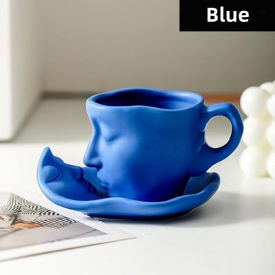 Tasse à expresso créative en céramique avec touche métallique pour le visage, cadeau de mariage pour la Saint-Valentin 100ml