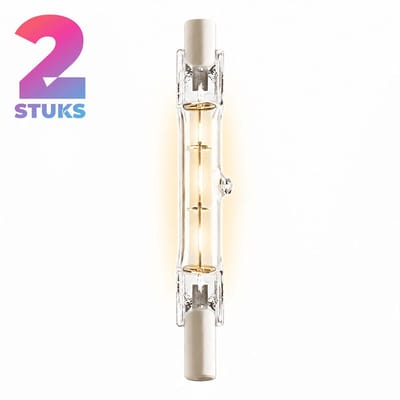 2x Staaflamp (78mm) Halogeenlamp R7s - 120W - Warm Wit Licht (2900K) - 2250 lm - 2 jaar - Dimbaar
