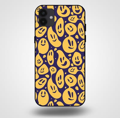 Smartphonica Telefoonhoesje voor Samsung Galaxy A04 met smiley opdruk - TPU backcover case emoji design - Paars Geel geschikt voor Samsung Galaxy A04