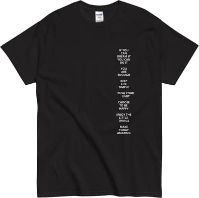 T Shirt met Dagelijkse Inspiratie - Push Your Limit - Modern Minimalist - Dames Heren - Zwart - S
