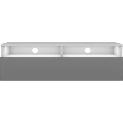 Selsey Rednaw – TV-meubel met lade, mat wit / hoogglans grijs met LED, 100 cm