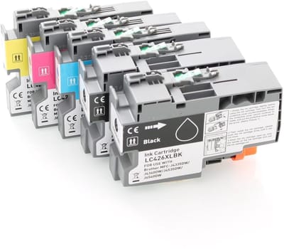 Brother LC426 - Inktcartridge Multipack 5-delig - 2x Zwart, 1x Cyaan, 1x Magenta, 1x Geel - Huismerk Compatible - Geschikt voor Brother MFC-J4335DW Brother MFC-J4340DW Brother MFC-J4535DW Brother MFC-J4540D Brother MFC-J4540DW Brother MFC-J4540