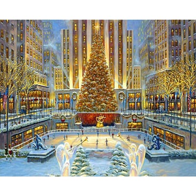 Kruissteek Kristal Ronde Diamantsets  Kerstmis vieren  Diamant Schilderij Borduursel 20X30CM gray