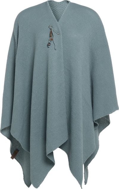 Knit Factory Jazz Gebreid Omslagvest - Dames Poncho - Wikkelvest - Gebreide groene poncho - Gebreide mantel - Winter poncho - Dames cape - One Size - Stone Green