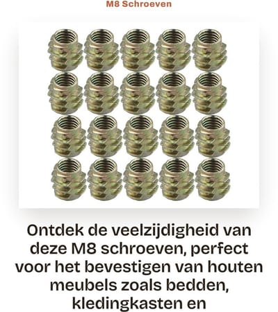 Dailygoods- Schroeven 20 Stuks - M8x13mm - Hout - Antiroest - Verzonken - Eenvoudig te installeren - Voor Meubels - Meubelbeslag