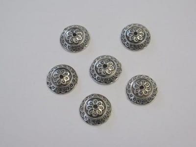 Kralenkapjes Platinum 14 mm 6 stuks