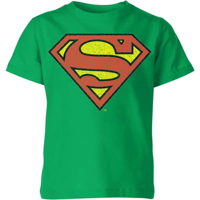 Official Superman Crackle Logo Kids' T-Shirt - Green - 98/104 (3-4 jaar)