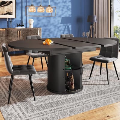 Eetkamertafel - Eettafel Keukentafel - Gezellig Tafelen - Uittrekbaar Ontwerp - 118-158 cm - Zwart