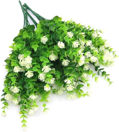 Allecto - Eucalyptus Plant Bouquet - Kunstplant - Wit - Perfect voor Vaas en Decoratie - Geschikt voor Bruiloft en Thuis