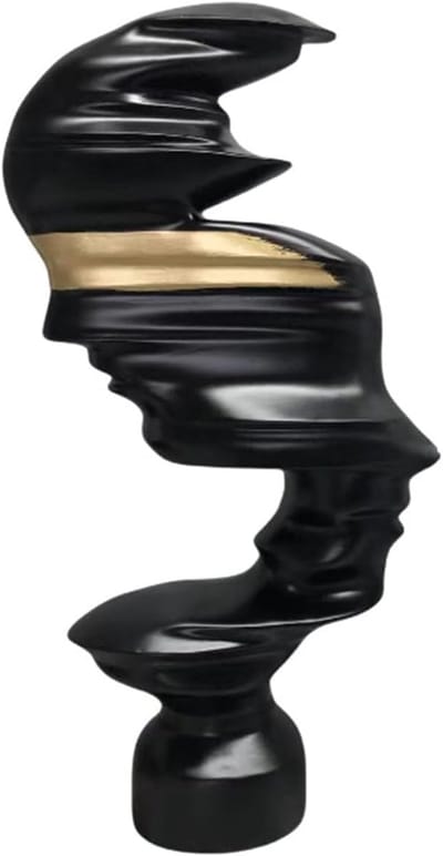 Decoratief Beeld - Abstracte Sculptuur - Woonkamer Decoratie - Hoogwaardig Hars - Tot 44 cm - Blauw Zwart Wit