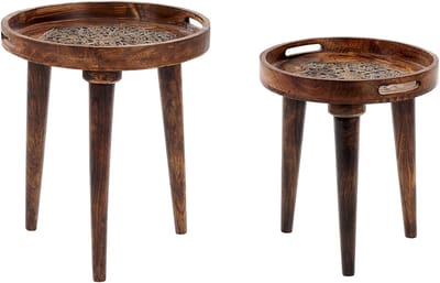 ASTAI - Bijzettafel set - Donkerbruin - Mangohout