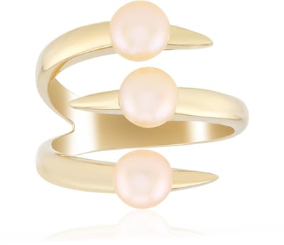 Cavill - Verstelbare Zilveren Ring Met Perzikkleurige Zoetwaterparels - 925 Sterling Zilver - Elegante Wikkelring - Handgemaakte Luxe Parel Sieraden