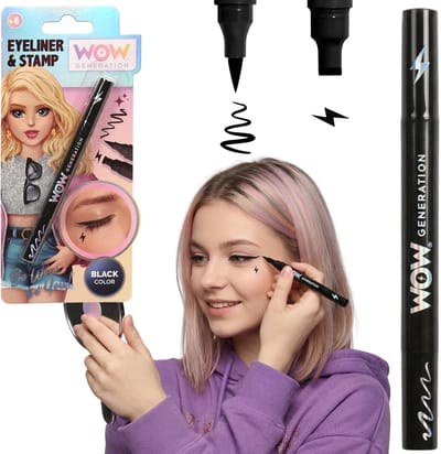 WOW Generation Zwarte EYELINER in penvorm met stempeltje voor gezichtsversiering voor meisjes 6+