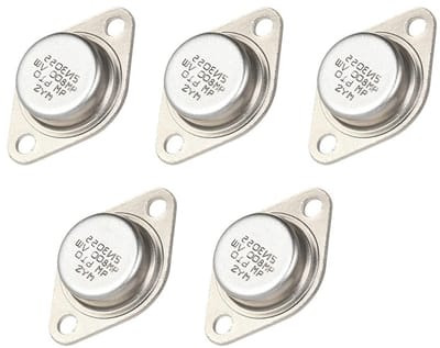 aqxreight 5 Stuks Hoge Kwaliteit 2N3055 Vermogenstransistors NPN TO-3 Metalen Behuizing 15A / 60V Set van 5 Transistors Roestvrij Staal Anti 2N3055 Vermogenstransistors2N3055 NPN