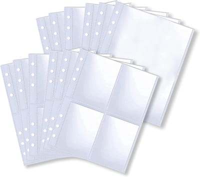 40Pcs Binder Pockets - Photo Album Binder - A5 6-Holes Refill Inner - Card Storage - Binder Sleeves - Stationery Organizer - Small Items