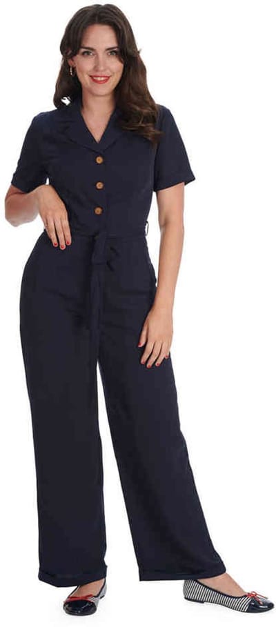Banned - Pleased As Punch Jumpsuit - XS - Blauw