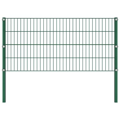 vidaXL - Schuttingpaneel - met - palen - ijzer - 867x80 - cm - groen