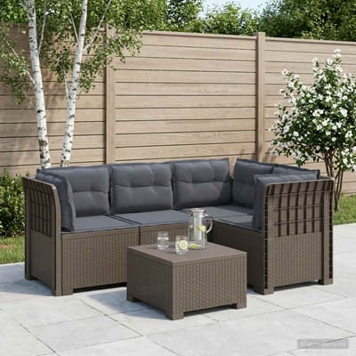 vidaXL - 4-Persoons - Tuin - Sofa - met - Kussens - Rattan - Look - PP - Lichtgrijs